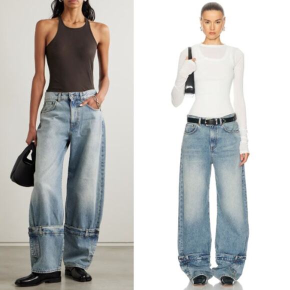 Haikure Denim - Haikure | Hurley Wide Leg Baggy Jeans in Chill Blue Waistband Detail Cuff 24